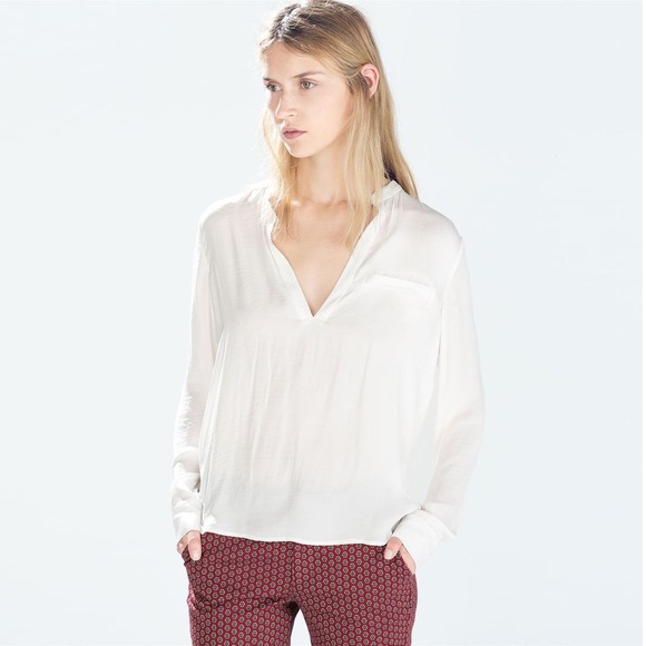 white satin blouse zara